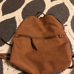 Brown leather backpack purse